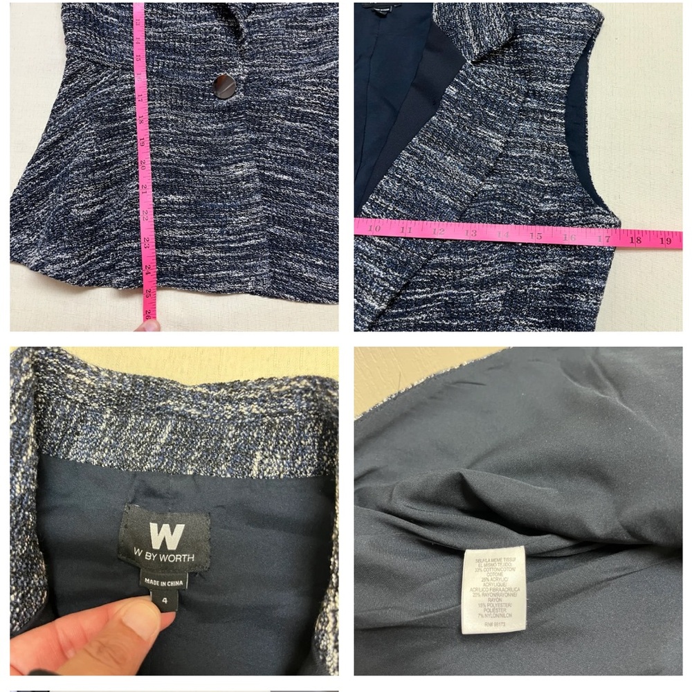 W by Worth size 4 navy woven peplum vest - Picture 4 of 11